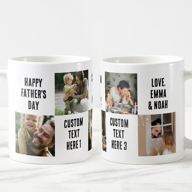 Custom 5 Photo Dad Gift Personalized 5 Texts Coffee Mug (Creator Uploaded)
