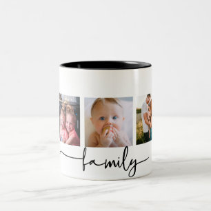 custom 5 photo family collage Two-Tone coffee mug