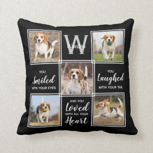 Custom 5 Photo Keepsake Dog Loss Pet Memorial Throw Pillow