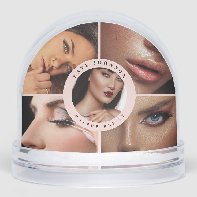 Custom 5 Photos Collage Business Christmas Snow Globe (Front)