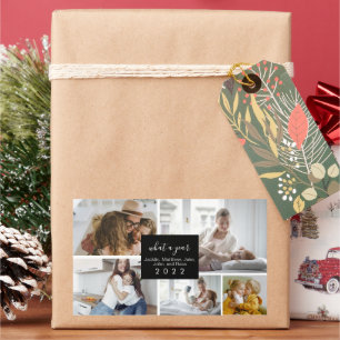 Custom 5 Photos Typography Holiday Rectangular Sticker