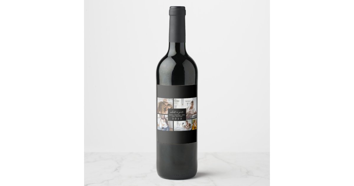 Custom 5 Photos Typography Holiday Wine Label | Zazzle.com