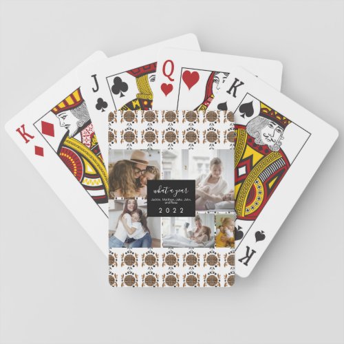Custom 5 Photos Typography Ornamental Holiday Playing Cards