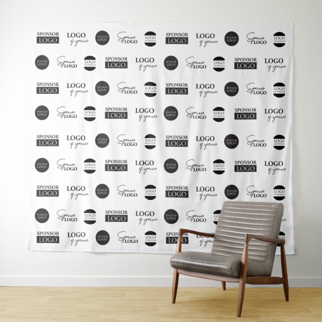 Custom 5 Sponsor Logo Step and Repeat Backdrop (In Situ (Horizontal))