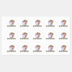 Custom 5 Star Movie Review Popcorn Drink Film Labels