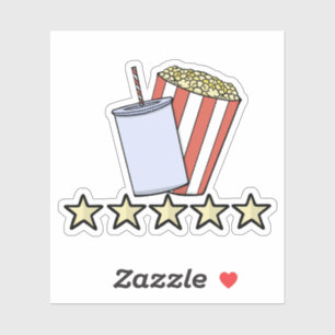 Custom 5 Star Movie Review Popcorn Drink Film Sticker