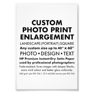 Custom 5"x7" Portrait Photo Enlargement Print