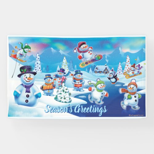 Custom 5 x 3 Christmas vinyl Banner Snow scene