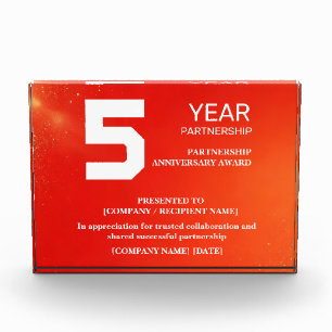 Custom 5 Year Partnership Anniversary Award Plaque
