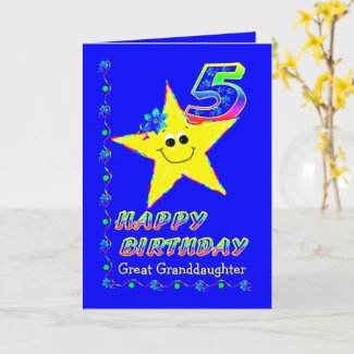 Custom 5th Birthday Stars for Great Granddaughter Card