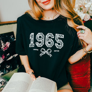 Custom 60th Birthday 1965 Lace Coquette Bow Tri-Blend Shirt