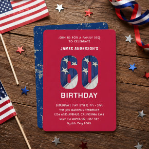 Custom 60th Birthday Family BBQ Party 4th July Invitation