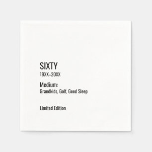 Custom 60th Birthday Funny Museum Label Chic Napkins