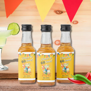 Custom 60th Birthday Margarita Tequila Fiesta Liquor Bottle Label