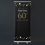 Custom 60th birthday party gold black retractable banner<br><div class="desc">Make a statement at your 60th birthday celebration with this custom black and gold confetti retractable banner. Personalize the banner with the name of the guest of honor, adding a touch of elegance and personalization to the event. The black and gold color scheme exudes sophistication and creates a festive atmosphere....</div>