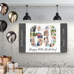 Custom 60th Birthday Party Photo Collage Banner<br><div class="desc">Create your own photo collage banner for a 60th Birthday Party. The template is set up for you to add your custom name or wording and your favorite photos. Your photos will automatically appear as a photo collage in the shape of the number 60. The banner has dark grey borders...</div>