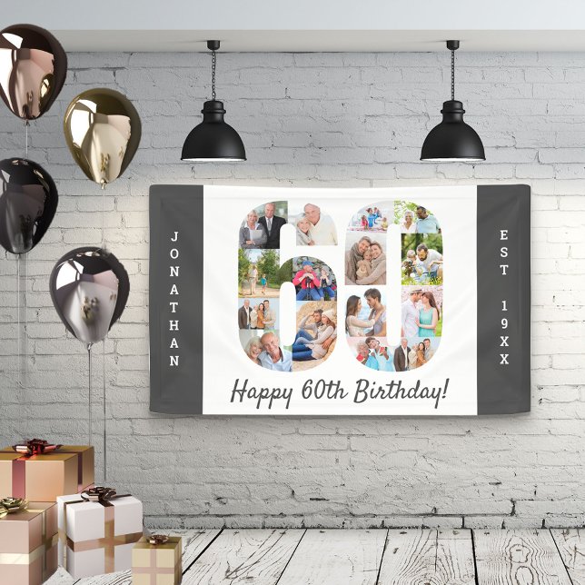 Custom 60th Birthday Party Photo Collage Banner (Creator Uploaded)