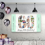 Custom 60th Birthday Party Photo Collage Mint Banner<br><div class="desc">Create your own photo collage banner for a 60th Birthday Party. The template is set up for you to add your custom name or wording and your favorite photos. Your photos will automatically appear as a photo collage in the shape of the number 60. The banner has mint green borders...</div>