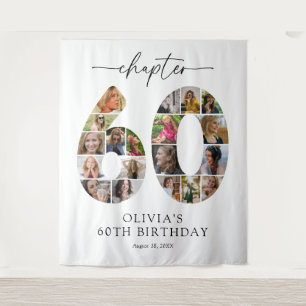 Custom 60th Birthday Photo Collage Tapestry
