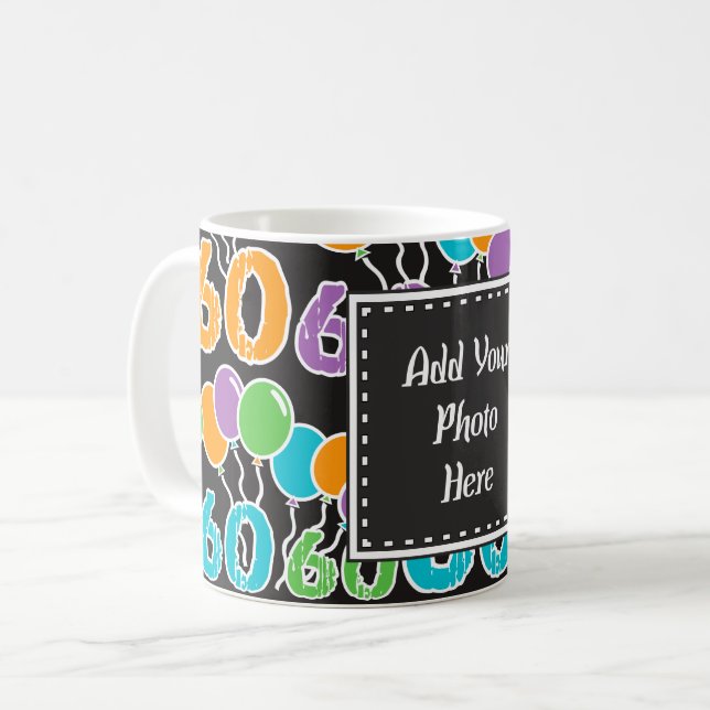 Custom 60th Birthday Photo Colorful Mug (Front Left)