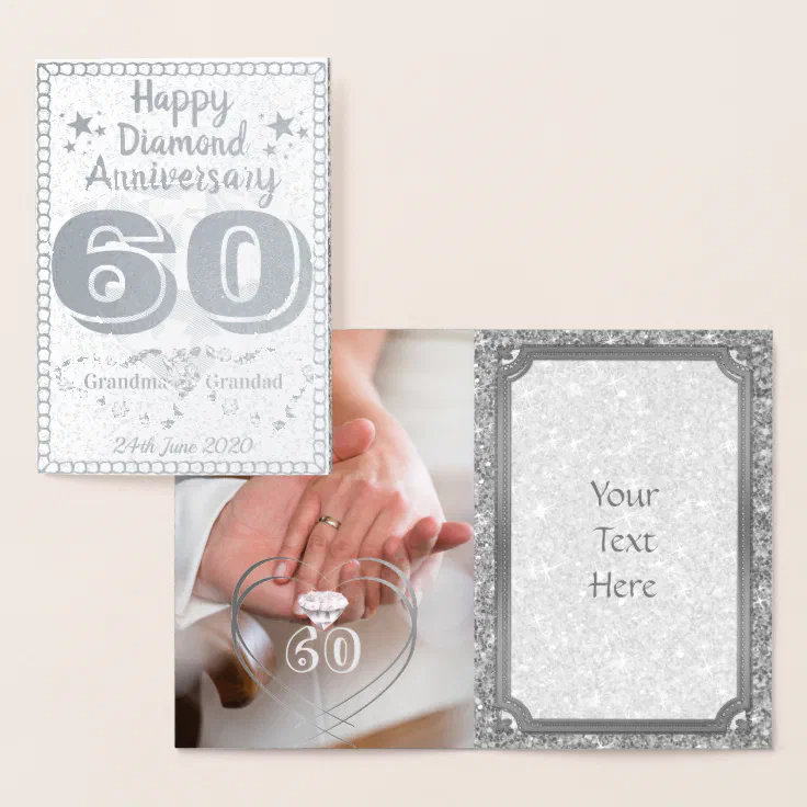 Hunts England Glückwunschkarte 60. Hochzeitstag Für Großeltern – Goldfolie, 14,8x14,8 Cm, Mit Braunem Umschlag
