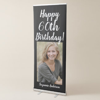 Custom 60th Milestone Birthday Black Banner Sign