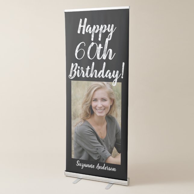 Custom 60th Milestone Birthday Black Banner Sign (3/4)