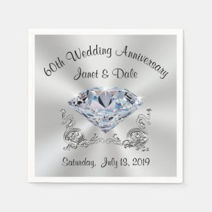 Custom 60th Wedding Anniversary Cocktail Napkins