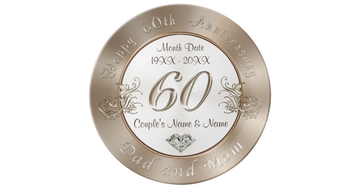 Custom 60th Wedding Anniversary Gifts for Parents Plate