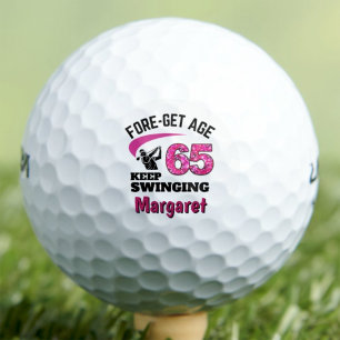 Custom 65th Birthday Gift for Friend Pink Fun Golf Balls