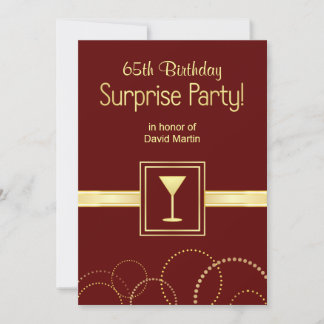Custom 65th Birthday Surprise Party Invitations