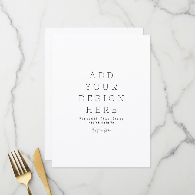 Custom 6.5" x 8.75" Flat Menu Card (Front/Back In Situ)