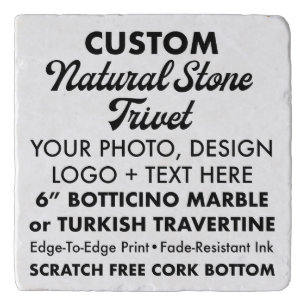 Custom 6" Botticino Marble Natural Stone Trivet