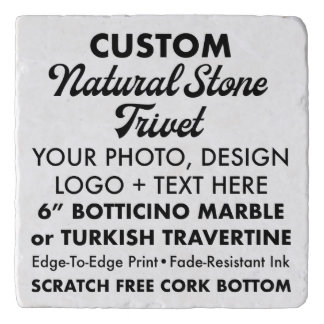 Custom 6" Botticino Marble Natural Stone Trivet