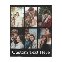 Custom 6 Family Photo Collage Custom Text Black