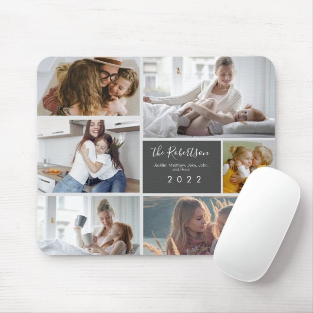 Custom 6 family Photos Typography Mouse Pad (With Mouse)