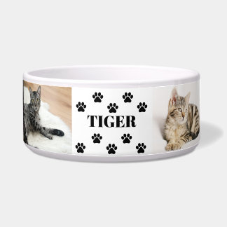 Custom 6 Pet Photo Collage Cat Name Bowl