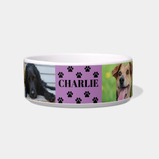 Custom 6 Pet Photo Collage Dog Name Bowl