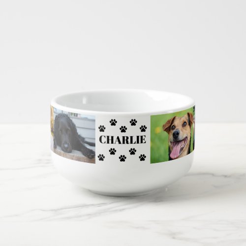 Custom 6 Pet Photo Collage Dog Name Soup Mug
