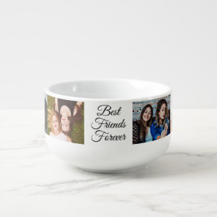 Custom 6 Photo Collage Best Friends Forever Soup Mug