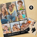 Custom 6 Photo Collage Family Name Minimalist  Jigsaw Puzzle<br><div class="desc">Create a unique family keepsake with our Custom 6 Photo Collage Family Name Minimalist Jigsaw Puzzle. This easy DIY puzzle features a multi photo template for your family pictures, making it a perfect family photo gift or Christmas holiday gift idea. Simple, modern, and personalized - this is the perfect way...</div>