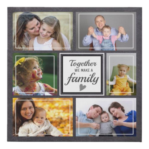 Custom 6 Photo Collage Family Quote Chalkboard Faux Canvas Print
