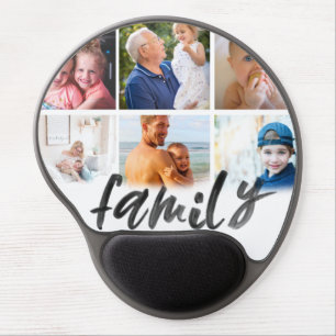 custom 6 photo collage family script mousepad