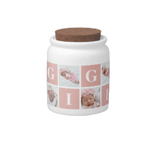 Custom 6 Photo Collage Gigi Grandma Candy Jar