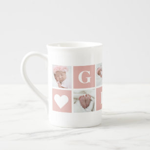 Custom 6 Photo Collage Grandmother Gigi Bone China Mug