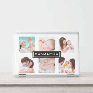 Custom 6 Photo Collage Personalised White HP Laptop Skin
