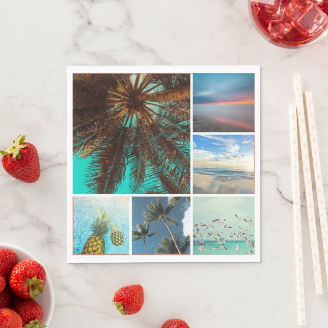 Custom 6 Photo Collage Personalized Paper Napkin (Insitu)