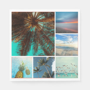 Custom 6 Photo Collage Personalized Paper Napkin