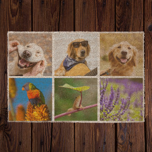 Custom 6 photo collage personalized photos fiber doormat