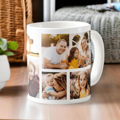 Custom 6 Photo Collage Simple Modern  Coffee Mug